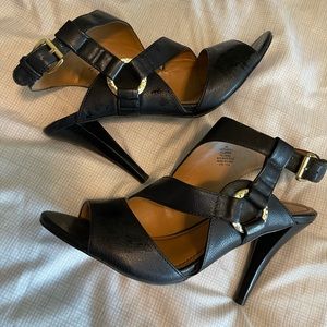 Nine West heels, black with gold trim, size 8